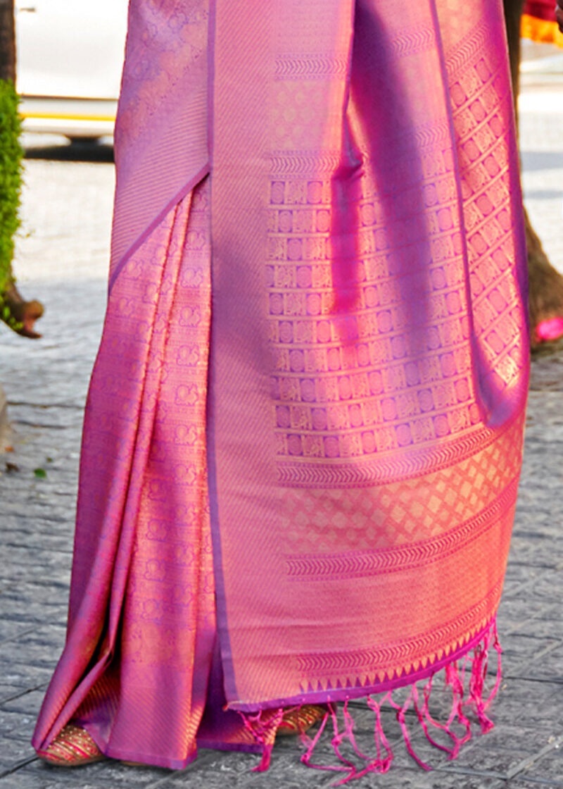 Royal Purple wine Woven Kanjivaram Saree - Image 4